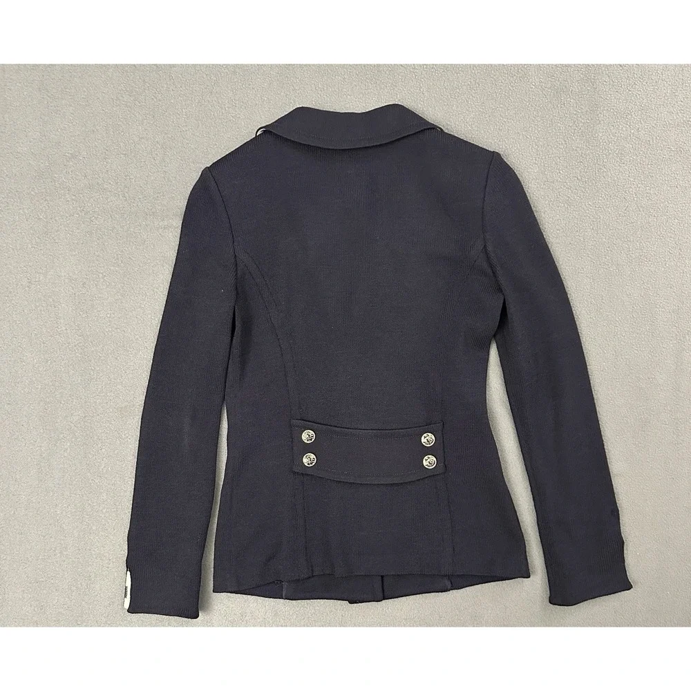 ST JOHN COLLECTION Classic Knit Sweater Blazer Size 0 Black Women Jacket Silk